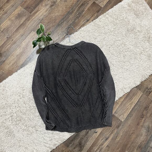 Buckle Gilded Intent Size XS Oversized Distressed Washed Gray Crewneck Sweater - Picture 7 of 7